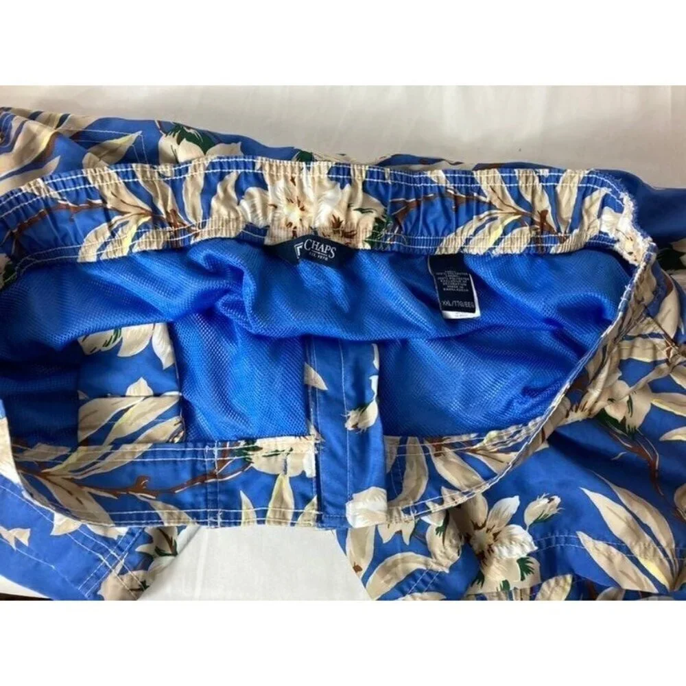 Mens Chaps Hawaiian Swim Shorts Blue Cream‎ XXL